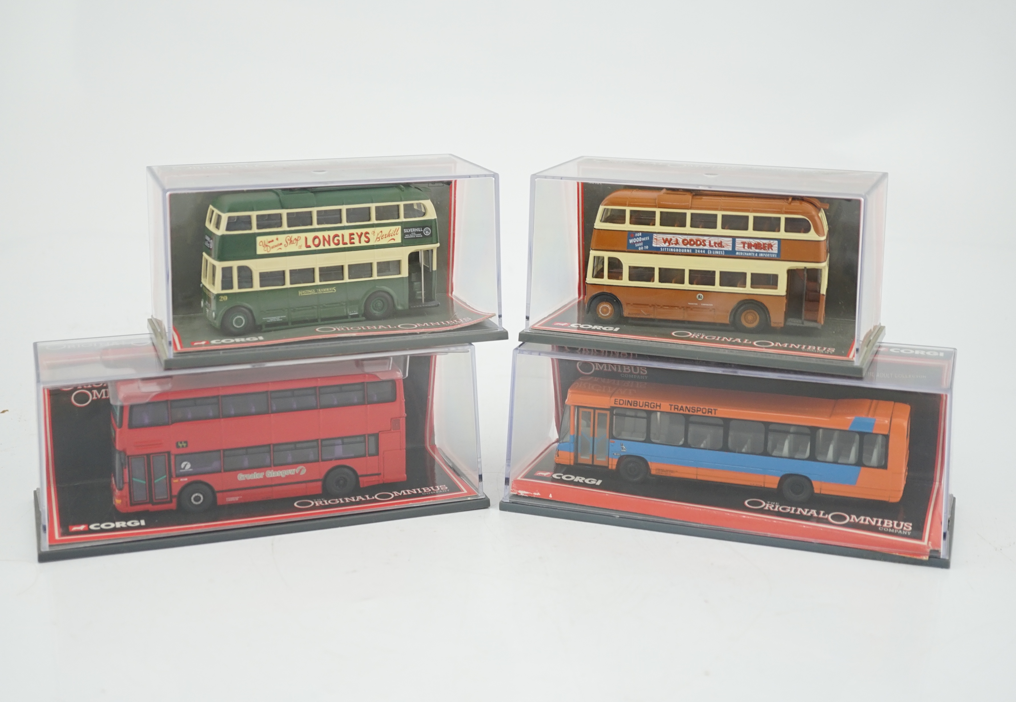 Forty-one boxed Corgi OOC diecast buses and coaches, etc. operators including; Brighton and Hove, Brighton Hove and District, Southdown, East Kent, Maidstone and district, Hastings Tramways, Stagecoach, etc.